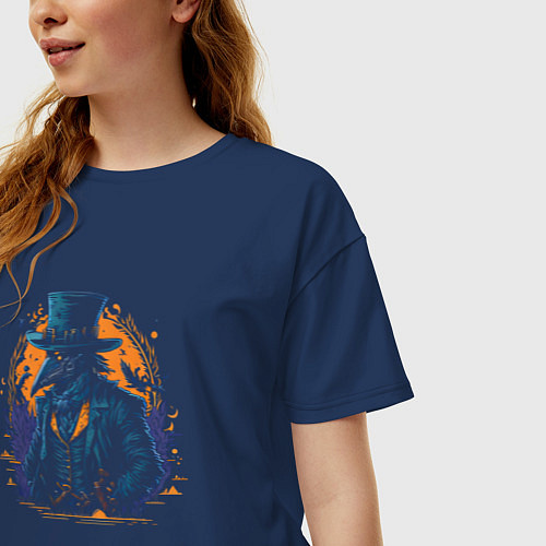 Женская футболка оверсайз The cybernetic doctor / Тёмно-синий – фото 3