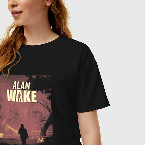 Женская футболка оверсайз Alan Wake art / Черный – фото 3