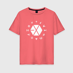 Футболка оверсайз женская Logo EXO, цвет: коралловый