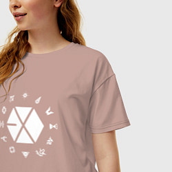 Футболка оверсайз женская Logo EXO, цвет: пыльно-розовый — фото 2