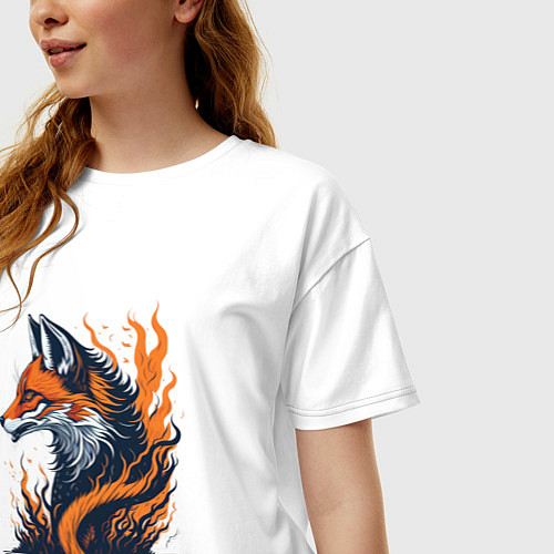 Женская футболка оверсайз Burning fox / Белый – фото 3