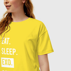 Футболка оверсайз женская Eat Sleep EXO Repeat, цвет: желтый — фото 2