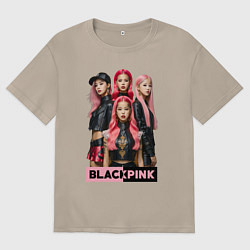 Футболка оверсайз женская Блэкпинк постер, цвет: миндальный