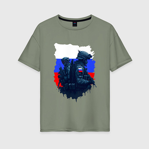 Женская футболка оверсайз Военные РФ и флаг - neuro art / Авокадо – фото 1