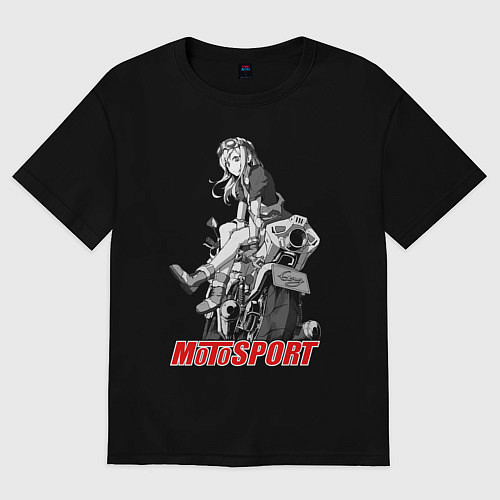 Женская футболка оверсайз Moto girl / Черный – фото 1