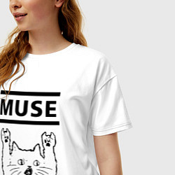Футболка оверсайз женская Muse - rock cat, цвет: белый — фото 2