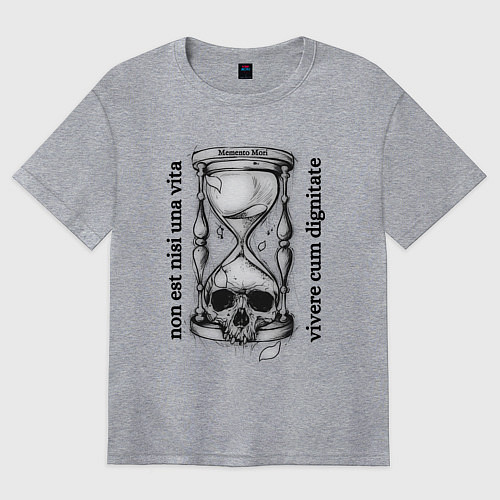 Женская футболка оверсайз Песочные часы с черепом / Меланж – фото 1