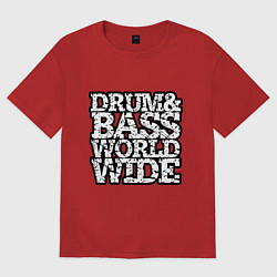 Футболка оверсайз женская Drum and bass world wide, цвет: красный