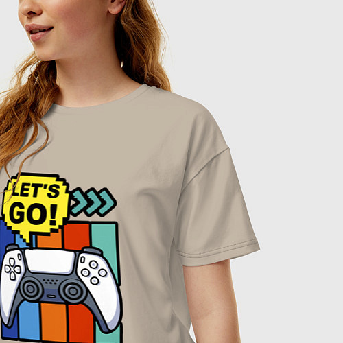 Женская футболка оверсайз Gamer by night / Миндальный – фото 3