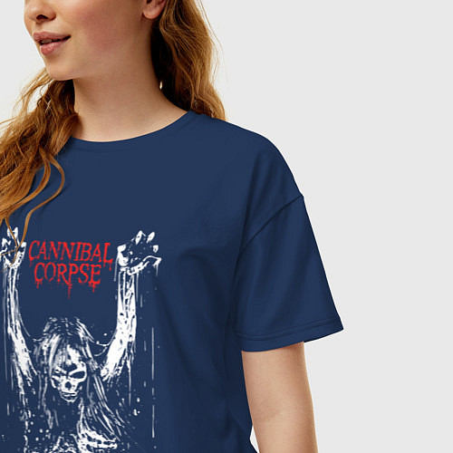 Женская футболка оверсайз Cannibal Corpse арт / Тёмно-синий – фото 3