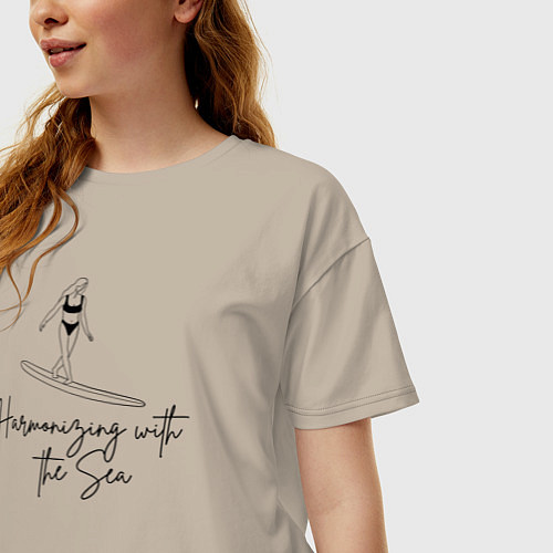 Женская футболка оверсайз Surf Harmony / Миндальный – фото 3