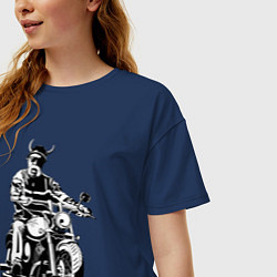 Футболка оверсайз женская Biker horns, цвет: тёмно-синий — фото 2