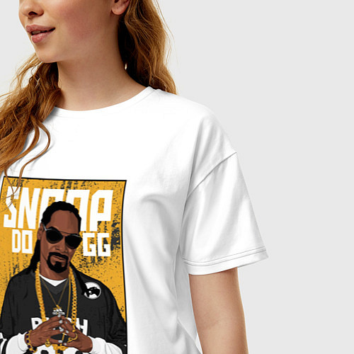 Женская футболка оверсайз Snoop dogg с цепями / Белый – фото 3