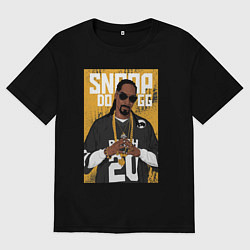 Футболка оверсайз женская Snoop dogg с цепями, цвет: черный