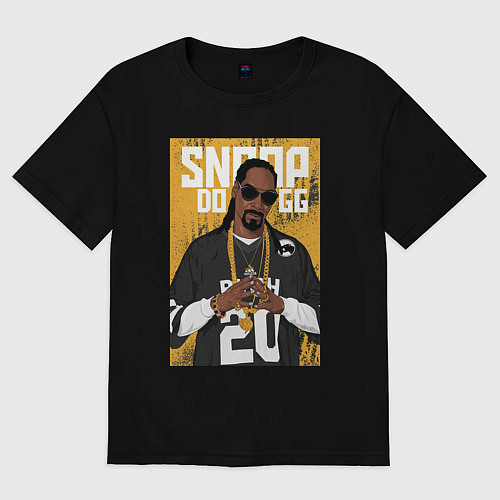 Женская футболка оверсайз Snoop dogg с цепями / Черный – фото 1