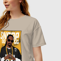 Футболка оверсайз женская Snoop dogg с цепями, цвет: миндальный — фото 2
