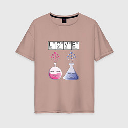 Футболка оверсайз женская Химия любви, цвет: пыльно-розовый