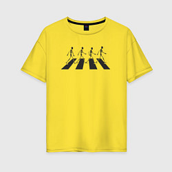 Футболка оверсайз женская Skeleton Beatles, цвет: желтый