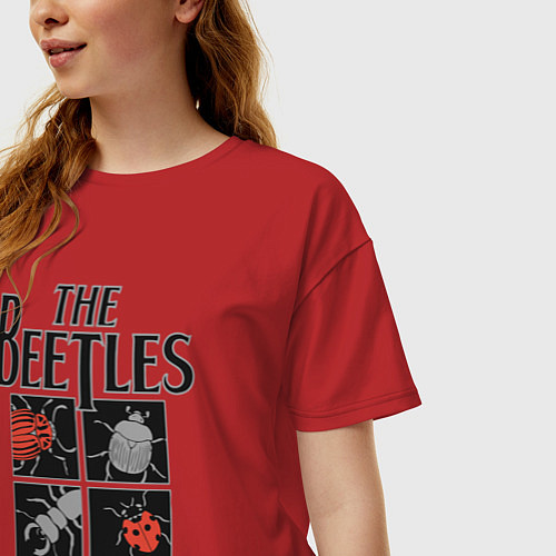 Женская футболка оверсайз Beetles / Красный – фото 3