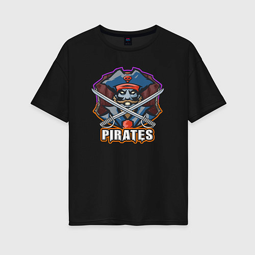 Женская футболка оверсайз Pirates team / Черный – фото 1