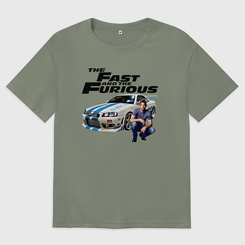 Женская футболка оверсайз Брайан ОКоннер Nissan Skyline R34 / Авокадо – фото 1