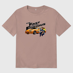 Футболка оверсайз женская Пол Уокер Toyota supra MK4, цвет: пыльно-розовый