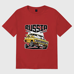 Футболка оверсайз женская Russia tuning car, цвет: красный