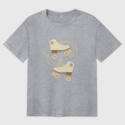 Женская футболка оверсайз Ретро ролики со смайлом