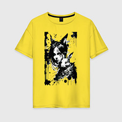 Футболка оверсайз женская Девочка и кролик - аниме - нейпрсеть, цвет: желтый