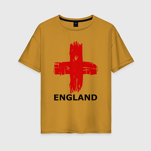 Женская футболка оверсайз England flag / Горчичный – фото 1