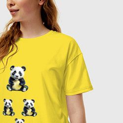 Футболка оверсайз женская Маленькие панды, цвет: желтый — фото 2