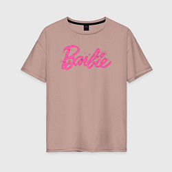 Футболка оверсайз женская Блестящий логотип Барби, цвет: пыльно-розовый