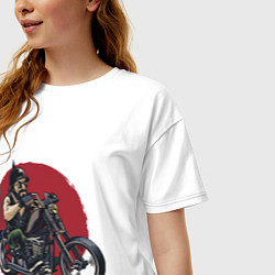 Футболка оверсайз женская Biker red sun, цвет: белый — фото 2