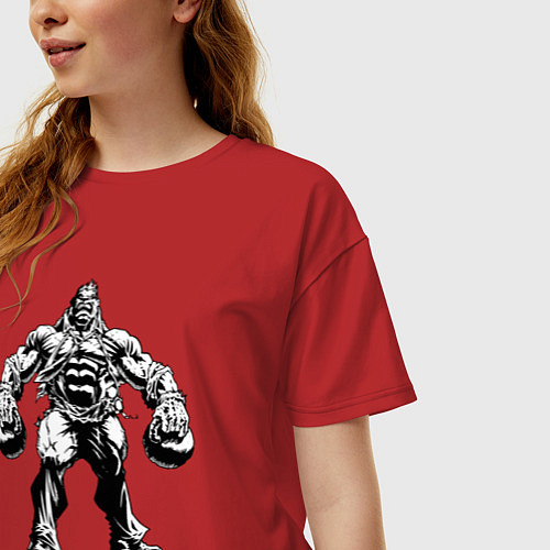 Женская футболка оверсайз Dumbbells beast / Красный – фото 3