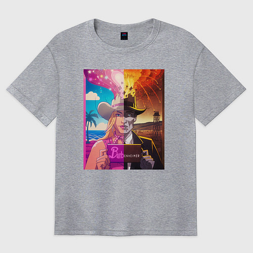 Женская футболка оверсайз Барби Оппенгеймер / Меланж – фото 1