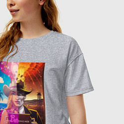 Футболка оверсайз женская Барби Оппенгеймер, цвет: меланж — фото 2