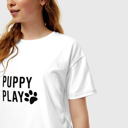 Женская футболка оверсайз Puppy Play / Белый – фото 3