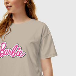 Футболка оверсайз женская Barbie title, цвет: миндальный — фото 2