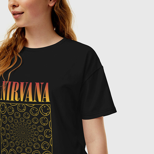 Женская футболка оверсайз Nirvana лого / Черный – фото 3