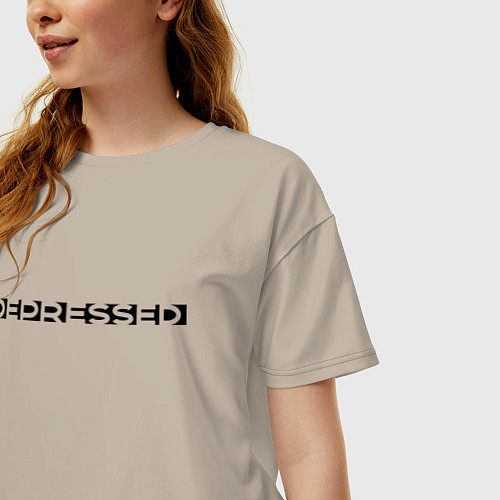 Женская футболка оверсайз Depressed mood / Миндальный – фото 3