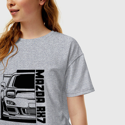 Женская футболка оверсайз Mazda RX7 / Меланж – фото 3