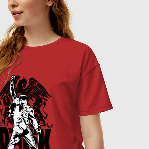 Женская футболка оверсайз Queen rock you / Красный – фото 3