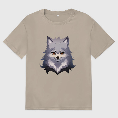 Женская футболка оверсайз Милая волчица / Миндальный – фото 1