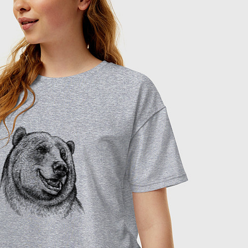 Женская футболка оверсайз Медведь улыбается / Меланж – фото 3