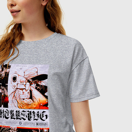 Женская футболка оверсайз Хеллсинг постер / Меланж – фото 3
