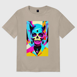 Футболка оверсайз женская Череп ведьмы - поп-арт, цвет: миндальный