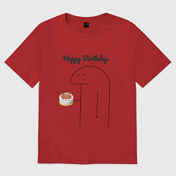 Футболка оверсайз женская Happy Birthday Party, цвет: красный