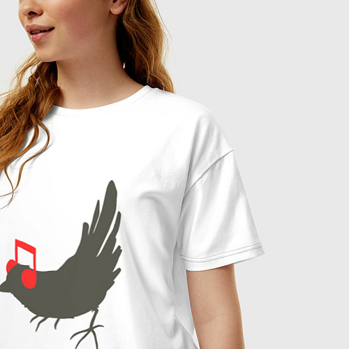 Женская футболка оверсайз Music bird / Белый – фото 3