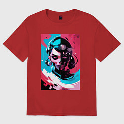 Футболка оверсайз женская Взгляд ведьмы - нейросеть - поп арт, цвет: красный