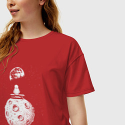 Футболка оверсайз женская Moon spaceman, цвет: красный — фото 2